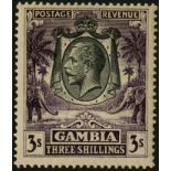 Gambia. 1928 3/- black and slate-purple mint, apparently unmounted, signed Bloch. SG 139 (£275)