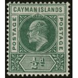 Cayman Islands . 1902 ½d green watermark Crown CC, fine mint with R1/6 LP dented frame. SG 3a (£