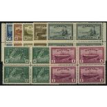 Cayman Islands. 1950 set of thirteen in unmounted mint top right corner blocks of four. SG 135-