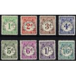 Gilbert & Ellice Islands. Postage Dues. 1940 set of eight perforated SPECIMEN Type B9, fine mint. SG