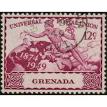 Grenada. 1949 12ct UPU fine used, showing A of CA in watermark almost entirely omitted, with just