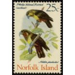 Norfolk Island. 1970 25ct Parrots on glazed ordinary paper, unmounted mint. Believed only one