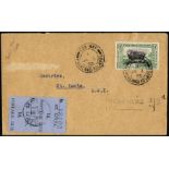 Falkland Islands. 1934 'Panton' envelope (addressee erased) bearing ½d Centenary with Fox Bay CDS of