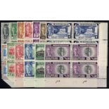 Montserrat. 1951 set of thirteen in unmounted mint Plate blocks of four. SG 123-35 (£260)/CW 23-35