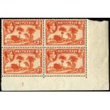 Montserrat. 1938 2d orange perf 13, unmounted mint Plate 1 block of four. SG 104 (£100)/CW 4