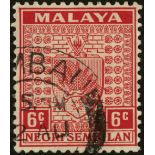 Malaya. Negri Sembilan. 1937 6ct scarlet, fine used with R10/4 stop at right omitted. SG 27a (£