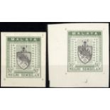 Malaya. Negri Sembilan. 1933-34 two 50c Survey Department essays, large format Coat of Arms