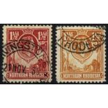 Northern Rhodesia. 1938 1½d carmine-red and 1941 1½d yellow-brown, each fine used with R7/1 tickbird