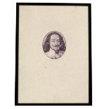 Barbados. 1939 Tercentenary of General Assembly Die proof of head of King Charles I in deep