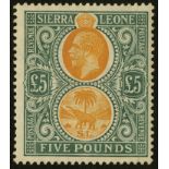 Sierra Leone. 1912-21 £5 orange and green mint, a few trivial marks on reverse; rare stamp. SG