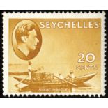 Seychelles. 1942 20ct ordinary paper, fine mint with R6/2 'fishing net' flaw. SG 140ba (£275)/CW