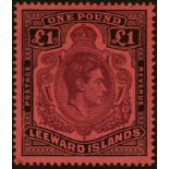 Leeward Islands. 1942 (Feb.) £1 mint with HPF #11 and the major FF #11 'Legs of Man'. Rare. See