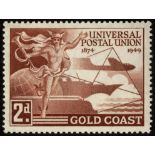 Gold Coast. 1949 2d UPU unmounted mint, showing the 'A' of 'CA' almost completely omitted from the