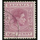 Bahamas. 1952 ½d brown-purple with part 1952 Nassau CDS, clearly showing on the reverse the right