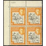 Falkland Islands Dependencies. 1946 6d Thick Map unmounted mint corner block of four, R1/2