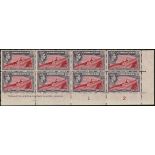 Gibraltar. 1941 6d line perf 14. A remarkable unmounted mint block of eight with full DLR imprint