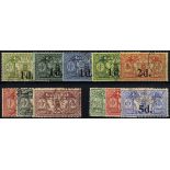 New Hebrides. 1920-4 surcharges (less 2d on 40ct watermarked RF, offered separately) and 1921 Script