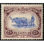 Malaya. Kedah. 1921-32 Script wmk 25ct blue and purple, Type II vignette, with wmk Crown to left