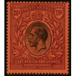 Kenya, Uganda and Tanganyika. 1912-21 20r black and purple on red paper, fine mint. SG 59 (£475)