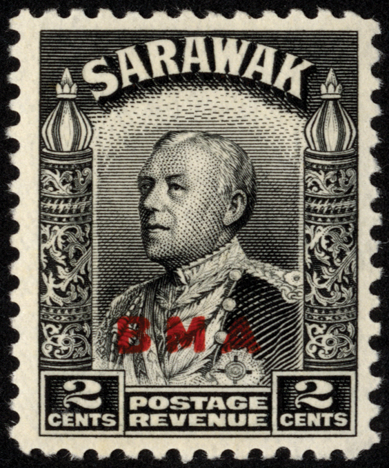 Sarawak. 1945 2ct BMA with overprint double, fine mint, accompanied by RPS Certificate (2012) and