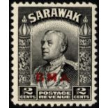 Sarawak. 1945 2ct BMA with overprint double, fine mint, accompanied by RPS Certificate (2012) and