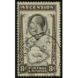 Ascension. 1934 8d black and sepia used with registered oval cancel of 21 DE 36, R4/5 'teardrops'
