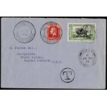 Falkland Islands. 1934 'Panton' envelope bearing ½d Centenary with Fox Bay CDS of JA 20, to Cayman