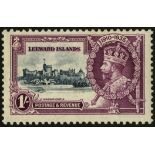 Leeward Islands. 1935 1/- Silver Jubilee unmounted mint, Pl. '2B' R10/6 kite and horizontal log.