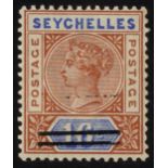 Seychelles. 1901 3ct on 16ct chestnut and ultramarine, mint with '3 Cents' omitted; hinged low and