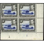 Kenya, Uganda and Tanganyika. 1938-47 3/- dull ultramarine and black, perf 13 x 11¾. Unmounted