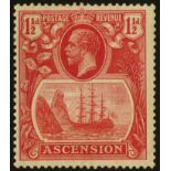 Ascension. 1924-33 1½d rose-red mint with R1/4 broken scroll. SG 12d (£180)