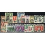 Nyasaland. 1945 set of fourteen perforated SPECIMEN Type B9, mint. SG 144s-157s (£500)/CW SP19-33