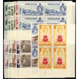 Gibraltar. 1953 set of fourteen in unmounted mint Plate blocks of four. SG 145-58 (£720)