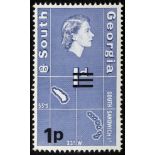 Falkland Islands Dependencies. South Georgia. 1977 1p on 1d violet-blue, unmounted mint with upright