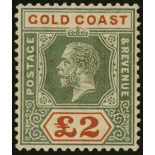 Gold Coast. 1921-4 £2 green and orange, hinged mint. SG 102 (£550)