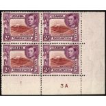 Kenya, Uganda and Tanganyika. 1941 2/- maroon and purple-mauve, perf 14. Lower right corner block of