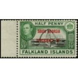 Falkland Islands Dependencies. South Georgia. 1944 ½d black and green with watermark sideways,