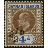 Cayman Islands. 1908 2½d on 4d brown and blue mint, fine, with a couple of perfs at right slightly