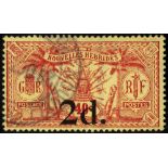New Hebrides. 1920-1 2d on 40ct red on yellow paper (French currency, watermark RF in sheet), fine