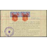 Singapore. Revenues. 1954 QE $100 (4) on piece of document, red seal cancels 7.8.59. Identified as