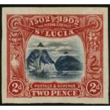 St Lucia. 1902 400th Anniversary of Discovery imperforate colour trial on ungummed, unwatermarked