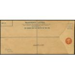 Sarawak. 1934 15ct orange Registered Letter postal stationery envelope (11" x 7") perforated