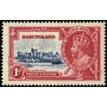 Basutoland. 1935 Silver Jubilee 1d fine mint, Pl. 2A R10/1 or 2 diagonal line to left of turret.