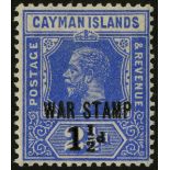 Cayman Islands. 1917 1½d on 2½d War Stamp surcharged Type 16, fine mint, RPS Certificate (2001).