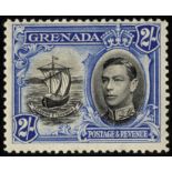 Grenada. 1938-50 2/- perf 12½ fine mint, R1/1 line across sail. SG 161aa (£1000)