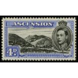 Ascension. 1944 4d perf 13, unmounted mint with R4/4 'mountaineer' flaw, well centred. SG 42da (£