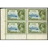 Gambia. 1935 Silver Jubilee 6d mint lower left corner block of four, hinged on selvedge only with