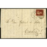 Gibraltar. 1878 entire letter to Cadiz franked by 1d red Plate 170, well tied by Gibraltar duplex of