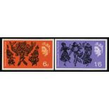 Great Britain. 1965 6d and 1/6d Arts Festival unmounted mint pair of imperforate imprimaturs with '