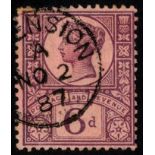 Ascension. 1887-92 GB 6d Jubilee cancelled (Asc)ension NO 2 87, colour a trifle washed and with a